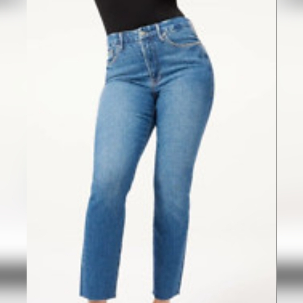 Good American Good Straight Jeans Womens Size 6/28 High Rise Crop